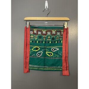 Handmade Embroidered Shoulder Bag Womens Green Red Boho Ethnic Hippie Tote